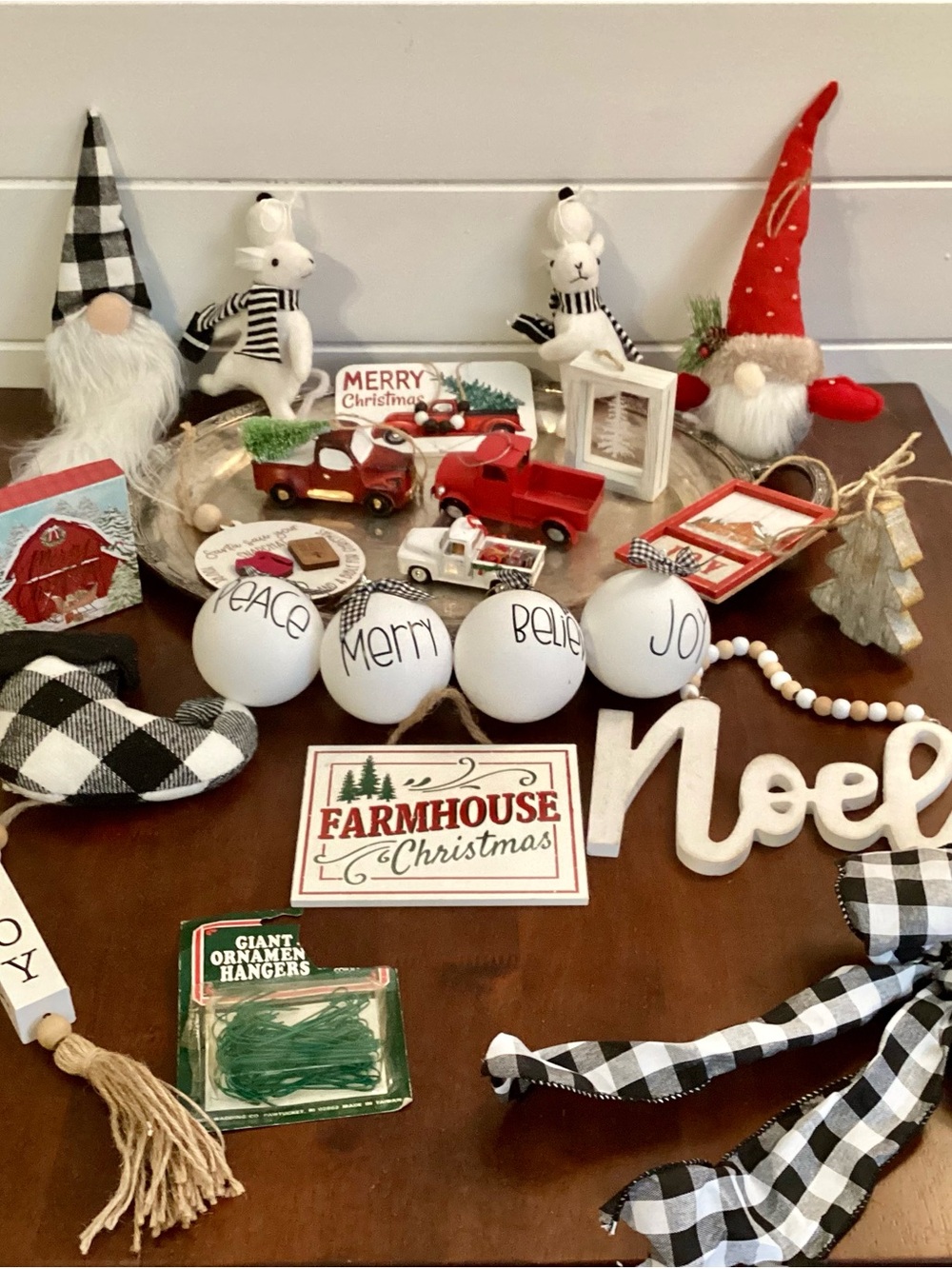 Farmhouse Christmas Bundle Decorations (24 items) White, Red, Black